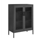 Dobi 41 Inch Storage Buffet Cabinet Double Doors 2 Handles Charcoal Gray By Casagear Home BM316259