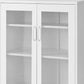 Dobi 41 Inch Storage Buffet Cabinet Double Doors 2 Handles White Steel By Casagear Home BM316260