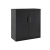 Tira 35 Inch Storage Cabinet with Lock Shelves Cutout Handle Black Metal By Casagear Home BM316264