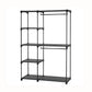 Iko 65 Inch Foldable Wardrobe Rack 2 Hanging Areas 4 Shelves Black Metal By Casagear Home BM316266