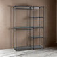 Iko 65 Inch Foldable Wardrobe Rack, 2 Hanging Areas, 4 Shelves, Black Metal By Casagear Home