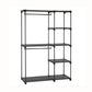 Iko 65 Inch Foldable Wardrobe Rack 2 Hanging Areas 4 Shelves Black Metal By Casagear Home BM316266