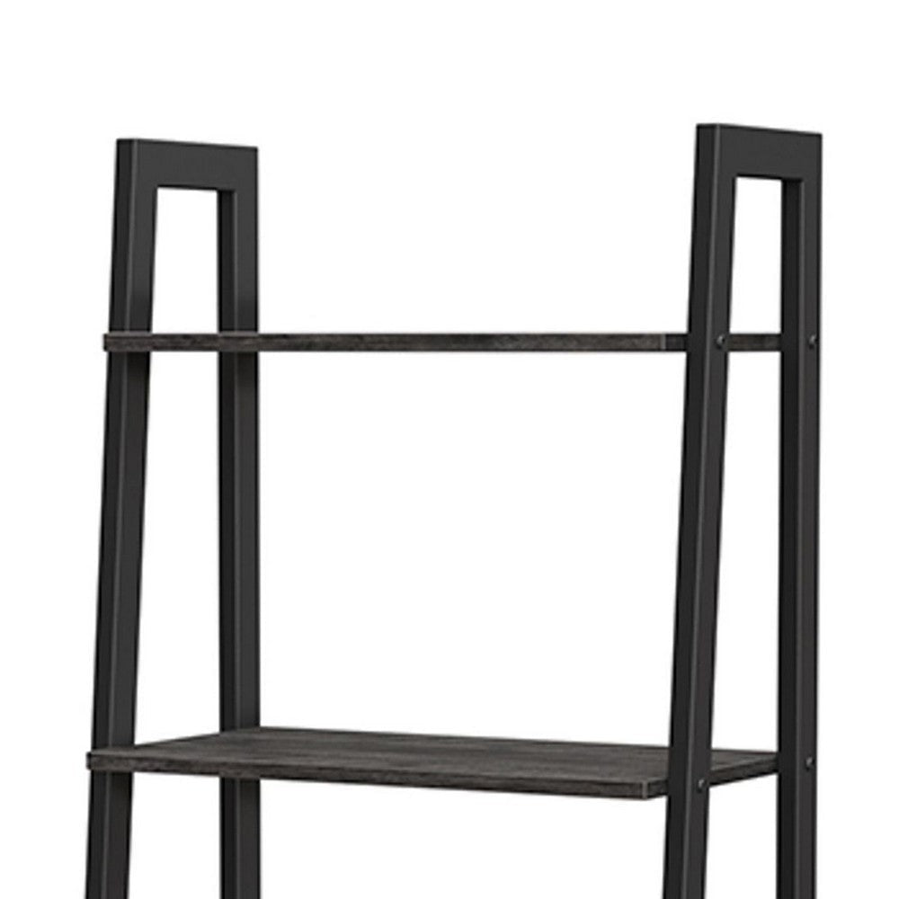 Javi 54 Inch Corner Ladder Shelf 4 Tiers X Shape Bars Black Steel Finish By Casagear Home BM316272