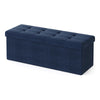 Zok 43 Inch Folding Storage Ottoman Bench Tufted Removable Top Blue By Casagear Home BM316277