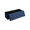 Zok 43 Inch Folding Storage Ottoman Bench Tufted Removable Top Dark Blue By Casagear Home BM316279