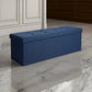 Zok 43 Inch Folding Storage Ottoman Bench Tufted Removable Top Dark Blue By Casagear Home BM316279