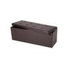 Zok 43 Inch Folding Storage Ottoman Bench Removable Top Brown Faux Leather By Casagear Home BM316283