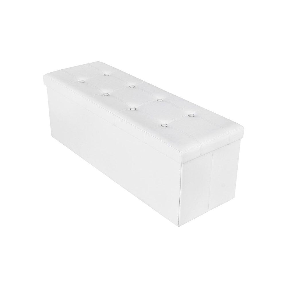 Zok 43 Inch Folding Storage Ottoman Bench Tufted Removable Top White By Casagear Home BM316284