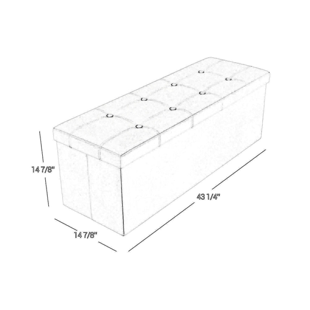 Zok 43 Inch Folding Storage Ottoman Bench Tufted Removable Top White By Casagear Home BM316284