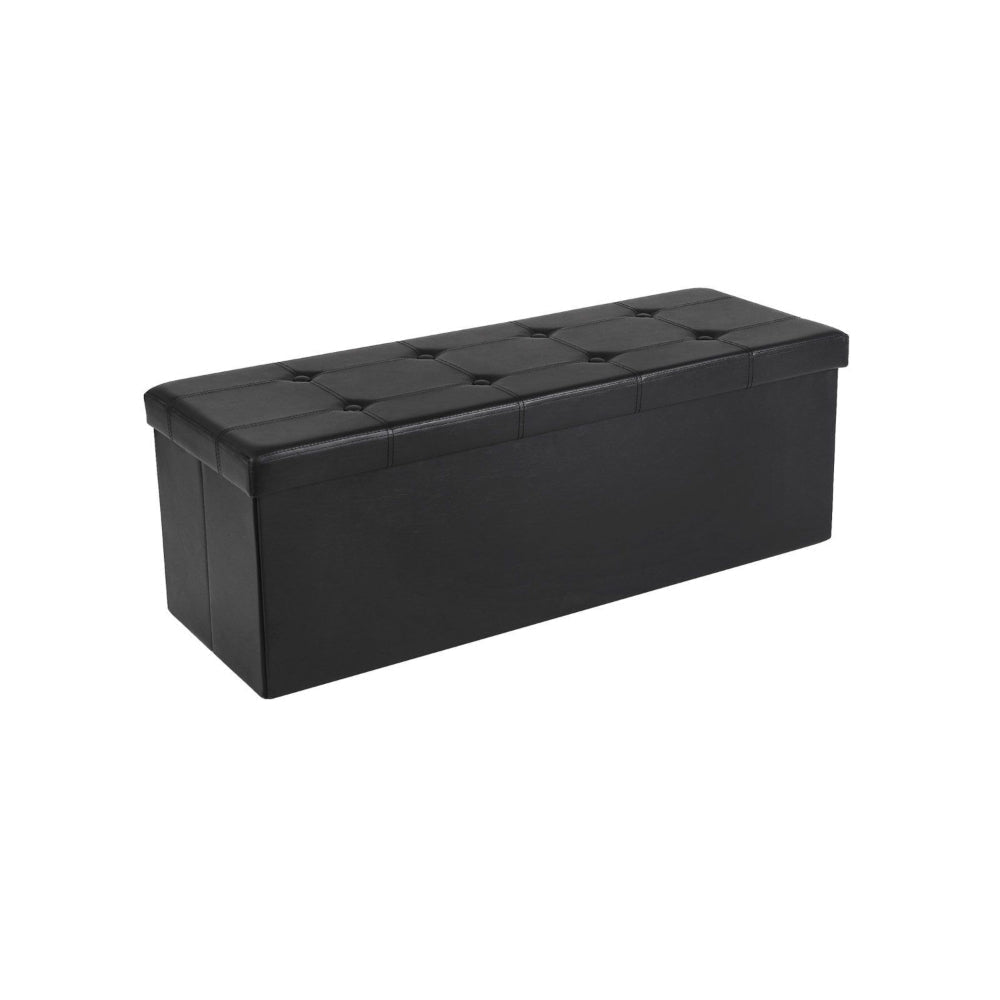 Zok 43 Inch Folding Storage Ottoman Bench Tufted Removable Top Black By Casagear Home BM316285