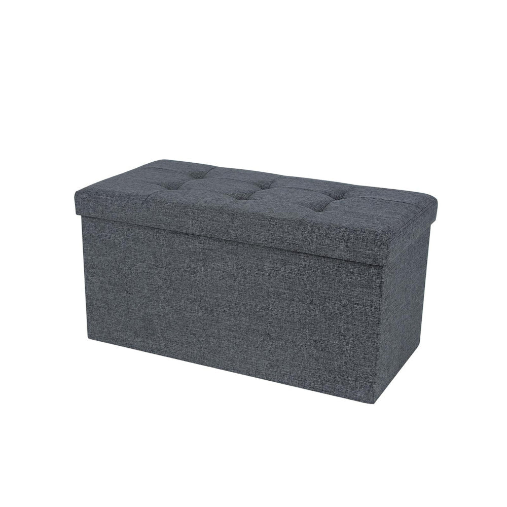 Zok 30 Inch Folding Storage Ottoman Bench Tufted Removable Top Gray By Casagear Home BM316286