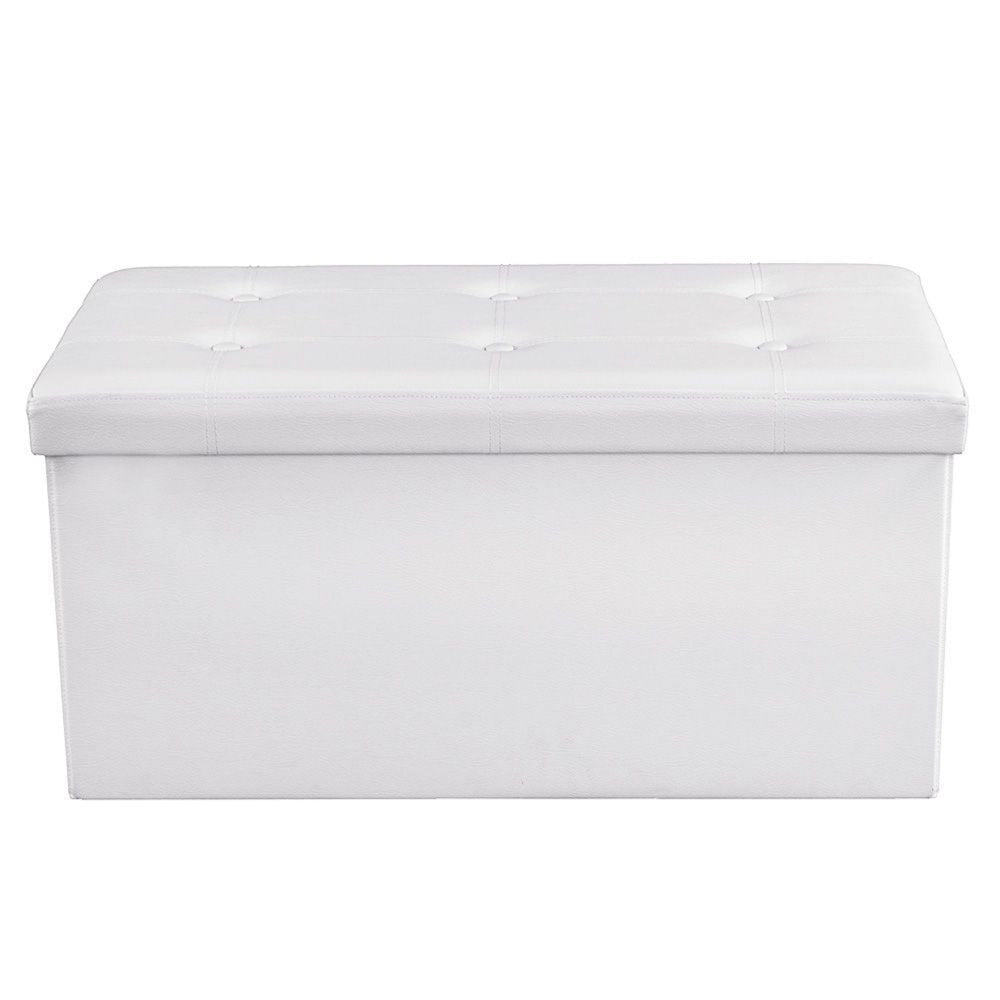 Siya 30 Inch Folding Storage Ottoman Bench Tufted Removable Top White By Casagear Home BM316287