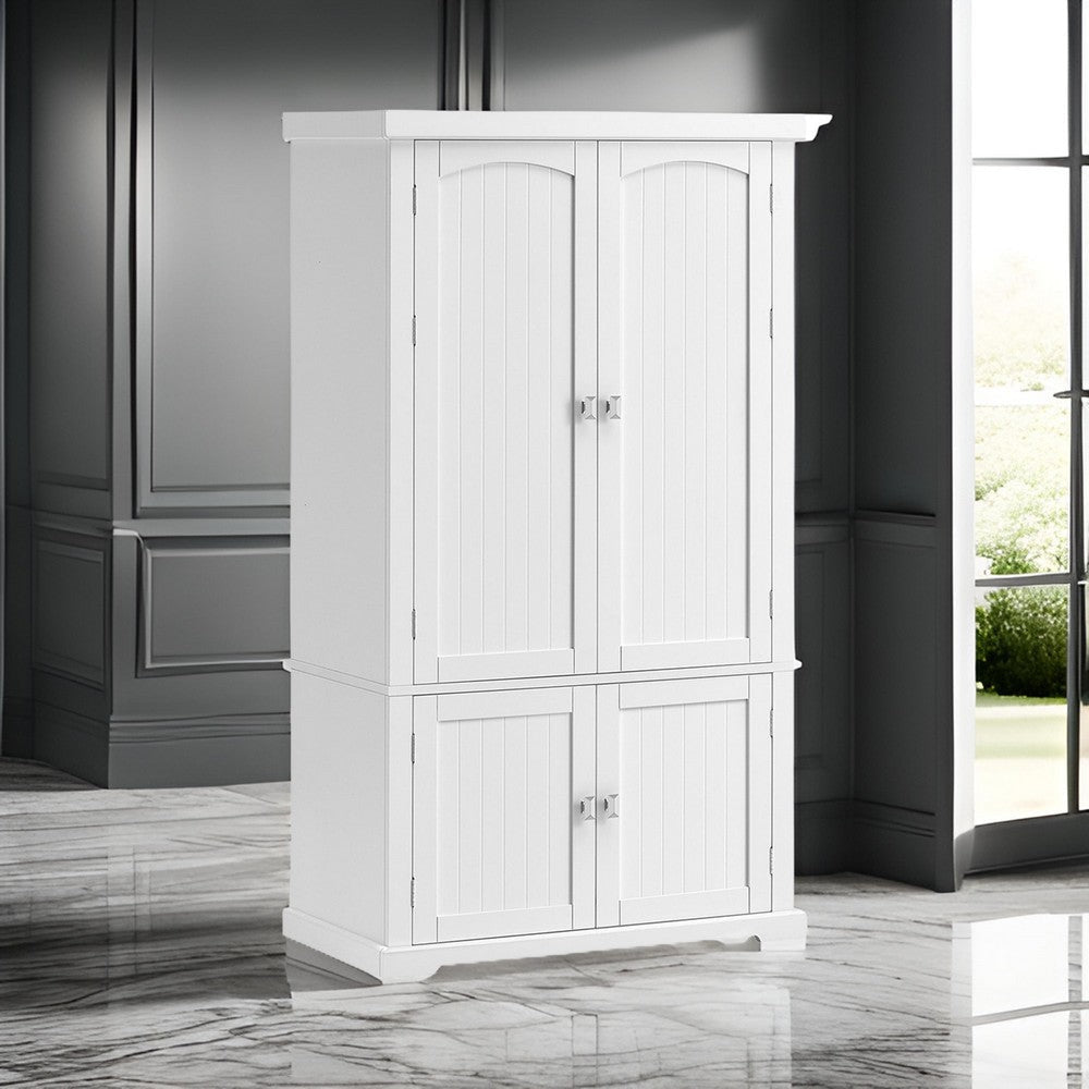 54 Inch Kitchen Pantry Cabinet, Double Door, Adjustable Shelves, White By Casagear Home