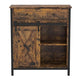 32 Inch Storage Buffet Cabinet Sliding Barn Door Black Steel Brown Wood By Casagear Home BM316292