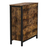 32 Inch Storage Buffet Cabinet Sliding Barn Door Black Steel Brown Wood By Casagear Home BM316292