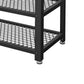 Jex 29 Inch Storage Bench Shoe Rack Mesh Shelves Black Steel Brown Wood By Casagear Home BM316293