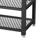 Jex 39 Inch Storage Bench Shoe Rack Mesh Shelves Black Steel Brown Wood By Casagear Home BM316294