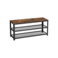 Jex 39 Inch Storage Bench Shoe Rack Mesh Shelves Black Steel Brown Wood By Casagear Home BM316294