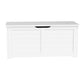 Lea 39 Inch Storage Bench Chest with Safety Hinges Farmhouse White Wood By Casagear Home BM316295