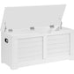 Lea 39 Inch Storage Bench Chest with Safety Hinges Farmhouse White Wood By Casagear Home BM316295