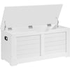 Lea 39 Inch Storage Bench Chest with Safety Hinges Farmhouse White Wood By Casagear Home BM316295