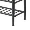 31 Inch Bench with Shoe Rack 2 Shelves Black Faux Leather Top Steel By Casagear Home BM316297