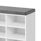 Lyne 41 Inch Shoe Storage Bench 12 Square Shelves Gray Sponge White Wood By Casagear Home BM316298