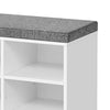 Lyne 31 Inch Shoe Storage Bench 9 Square Shelves Gray Sponge White Wood By Casagear Home BM316299