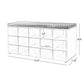 Lyne 41 Inch Shoe Storage Bench 15 Square Shelves Gray Sponge White Wood By Casagear Home BM316301