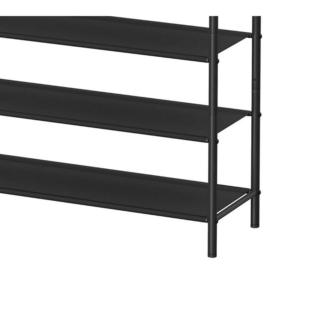 Byn 47 Inch Modern Shoe Rack 5 Tier Shelves Adjustable Black Steel Brown By Casagear Home BM316303