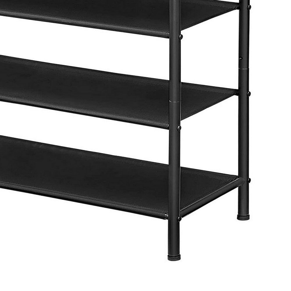 Byn 30 Inch Modern Shoe Rack 4 Tier Shelves Adjustable Black Steel Brown By Casagear Home BM316304