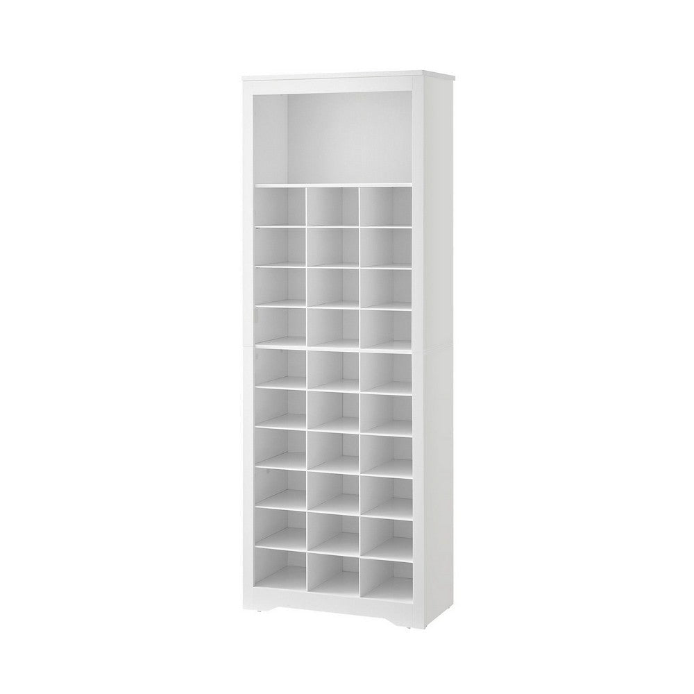 74 Inch Shoe Rack Wide Top Shelf 30 Pairs Storage Compartments White By Casagear Home BM316305