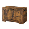 30 Inch Storage Trunk Bench with 2 Safety Hinges Farmhouse Rustic Brown By Casagear Home BM316307