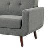 Rim 56 Inch Loveseat Gray Polyester Tufted Back Brown Solid Wood By Casagear Home BM316309