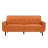 Rim 79 Inch Sofa Orange Polyester Tufted Back Foam Cushions Brown Wood By Casagear Home BM316313