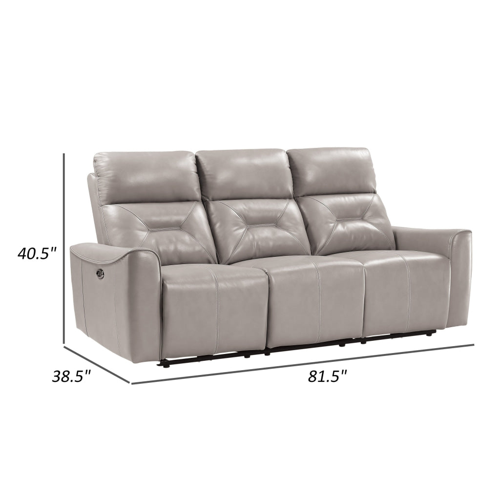 Well 82 Inch Power Double Recliner Sofa Gray Faux Leather Solid Wood By Casagear Home BM316316