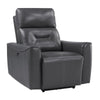 Well 39 Inch Power Recliner Chair Dark Gray Faux Leather Solid Wood By Casagear Home BM316317