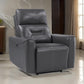 Well 39 Inch Power Recliner Chair, Dark Gray Faux Leather, Solid Wood By Casagear Home