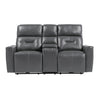 Well 73 Inch Power Double Recliner Loveseat Dark Gray Faux Leather Wood By Casagear Home BM316318