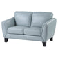 Sofy 61 Inch Loveseat Aqua Blue Top Grain and Faux Leather Solid Wood By Casagear Home BM316321