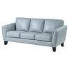 Sofy 83 Inch Sofa Aqua Blue Top Grain and Faux Leather Solid Wood Feet By Casagear Home BM316322