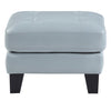 Sofy 27 Inch Ottoman Aqua Blue Top Grain and Faux Leather Solid Wood By Casagear Home BM316323