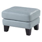 Sofy 27 Inch Ottoman Aqua Blue Top Grain and Faux Leather Solid Wood By Casagear Home BM316323