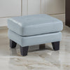 Sofy 27 Inch Ottoman, Aqua Blue Top Grain and Faux Leather, Solid Wood By Casagear Home