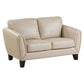 Sofy 61 Inch Loveseat, Beige Top Grain and Faux Leather, Solid Wood Feet By Casagear Home