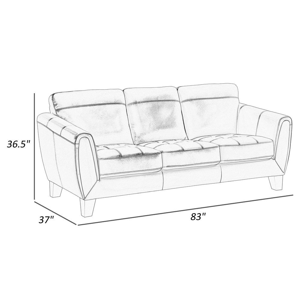 Sofy 83 Inch Sofa Beige Top Grain and Faux Leather Solid Wood Feet By Casagear Home BM316326