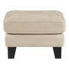 Sofy 27 Inch Ottoman Beige Top Grain and Faux Leather Solid Wood Feet By Casagear Home BM316327