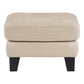 Sofy 27 Inch Ottoman Beige Top Grain and Faux Leather Solid Wood Feet By Casagear Home BM316327