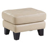 Sofy 27 Inch Ottoman, Beige Top Grain and Faux Leather, Solid Wood Feet By Casagear Home