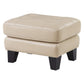 Sofy 27 Inch Ottoman Beige Top Grain and Faux Leather Solid Wood Feet By Casagear Home BM316327